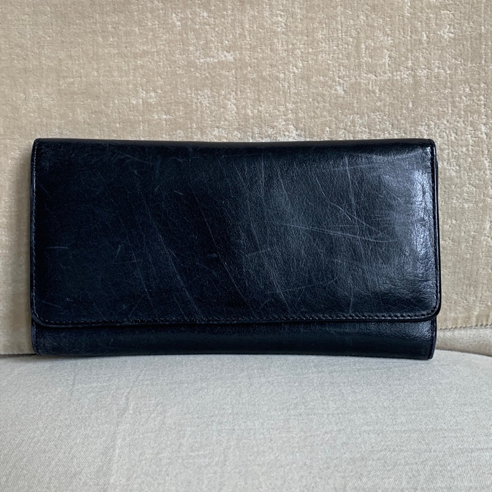 Blue Black Vintage Coach Leather Wallet